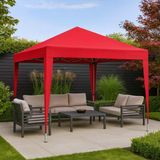 Otomatik Gazebo Çardak 300 x 300 cm Tente Teras Bahçe Kamelyası Gölgelik Kırmızı - Kare - 1