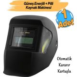 Otomatik Kararan Güneş Enerjili Pilli Baş Maskesi Siperlik Kartuşlu Kaynak Gözlüğü Düz Başlık - 1