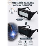 Otomatik Kararan Kaynak Gözlüğü Dın11 Solar Panel Uv/Ir Dın16 Korumalı Elektrot Mıg Mag Tıg Uyumlu Ayarlanabilir Saplı Lastikli Darbeye Dayanıklı Kaynakçı Gözlüğü
