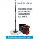 Otomatik Pedallı Dönerli Mop Seti Kova Sap Mafsallı Kapak Mikrofiber Ultra Güçlü Temizlik Mop Seti