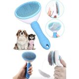 Otomatik Temizlenen Mavi Tüy Toplayıcı Tarak Kedi ve Köpek Evcil Hayvan Fırçası - Ahşap - Ceviz - Seçenek 1
