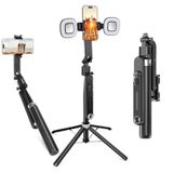 Otomatik Yüz İzleme Selfie Çubuğu Tripod Işıklı, 360 Döndürme 63 inç Telefon Kamera Tripod Standı Uzaktan Kumanda ile İçerik Oluşturucu Canlı Akış Video Kaydı (Dolgu Işıkları ile)