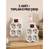 OtoTech 4’lü Priz Çoğaltıcı 2 Adet Set Kablosuz Duvar Tipi Anahtarlı Priz Çoklayıcı - Çok Renkli