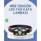 OtoTech El Sensörlü LED Far Suya Dayanıklı Şarjlı Kafa Lambası - Çok Renkli
