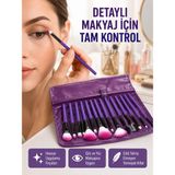 OtoTech Fondöten, Allık ve Far Uygulamalarına Uygun 12 Parça Makyaj Fırça Takımı Ergonomik Saplı - Çok Renkli