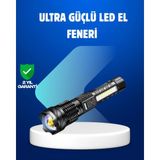 OtoTech Güçlü LED El Feneri Şarj Edilebilir Çok Modlu - Çok Renkli