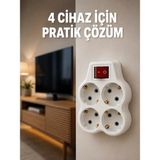 OtoTech Kablosuz Duvar Tipi 4’lü Priz Çoklayıcı Anahtarlı Elektrik Priz Çoğaltıcı - Çok Renkli