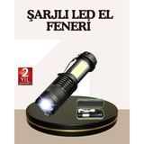 OtoTech Küçük Boy Şarjlı LED El Feneri Taşınabilir Klipsli - Çok Renkli