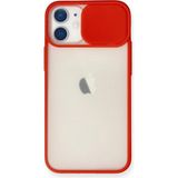 OtoTech Mey Ithalat® iPhone 11 Kılıf Palm Buzlu Kamera Sürgülü Silikon - Kırmızı - Çok Renkli