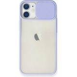 OtoTech Mey Ithalat® iPhone 11 Kılıf Palm Buzlu Kamera Sürgülü Silikon - Lila - Çok Renkli