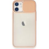 OtoTech Mey Ithalat® iPhone 11 Kılıf Palm Buzlu Kamera Sürgülü Silikon - Pembe - Çok Renkli