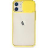 OtoTech Mey Ithalat® iPhone 11 Kılıf Palm Buzlu Kamera Sürgülü Silikon - Sarı - Çok Renkli