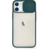 OtoTech Mey Ithalat® iPhone 11 Kılıf Palm Buzlu Kamera Sürgülü Silikon - Yeşil - Çok Renkli