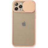 OtoTech Mey Ithalat® iPhone 11 Pro Kılıf Palm Buzlu Kamera Sürgülü Silikon - Pembe - Çok Renkli