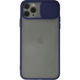 OtoTech Mey Ithalat® iPhone 11 Pro Max Kılıf Palm Buzlu Kamera Sürgülü Silikon - Lacivert - Çok Renkli