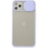 OtoTech Mey Ithalat® iPhone 11 Pro Max Kılıf Palm Buzlu Kamera Sürgülü Silikon - Lila - Çok Renkli