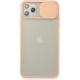 OtoTech Mey Ithalat® iPhone 11 Pro Max Kılıf Palm Buzlu Kamera Sürgülü Silikon - Pembe - Çok Renkli