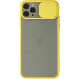 OtoTech Mey Ithalat® iPhone 11 Pro Max Kılıf Palm Buzlu Kamera Sürgülü Silikon - Sarı - Çok Renkli