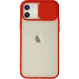 OtoTech Mey Ithalat® iPhone 12 Kılıf Palm Buzlu Kamera Sürgülü Silikon - Kırmızı - Çok Renkli