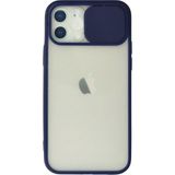 OtoTech Mey Ithalat® iPhone 12 Kılıf Palm Buzlu Kamera Sürgülü Silikon - Lacivert - Çok Renkli