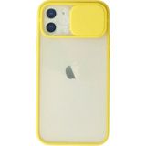 OtoTech Mey Ithalat® iPhone 12 Kılıf Palm Buzlu Kamera Sürgülü Silikon - Sarı - Çok Renkli