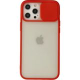 OtoTech Mey Ithalat® iPhone 12 Pro Max Kılıf Palm Buzlu Kamera Sürgülü Silikon - Kırmızı - Çok Renkli