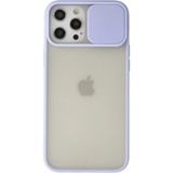 OtoTech Mey Ithalat® iPhone 12 Pro Max Kılıf Palm Buzlu Kamera Sürgülü Silikon - Lila - Çok Renkli