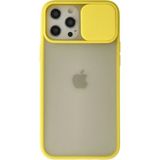 OtoTech Mey Ithalat® iPhone 12 Pro Max Kılıf Palm Buzlu Kamera Sürgülü Silikon - Sarı - Çok Renkli