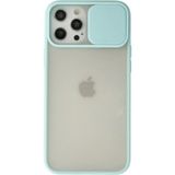 OtoTech Mey Ithalat® iPhone 12 Pro Max Kılıf Palm Buzlu Kamera Sürgülü Silikon - Turkuaz - Çok Renkli