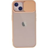 OtoTech Mey Ithalat® iPhone 13 Kılıf Palm Buzlu Kamera Sürgülü Silikon - Pembe - Çok Renkli