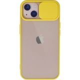 OtoTech Mey Ithalat® iPhone 13 Kılıf Palm Buzlu Kamera Sürgülü Silikon - Sarı - Çok Renkli