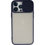 OtoTech Mey Ithalat® iPhone 13 Pro Max Kılıf Palm Buzlu Kamera Sürgülü Silikon - Lacivert - Çok Renkli