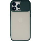 OtoTech Mey Ithalat® iPhone 13 Pro Max Kılıf Palm Buzlu Kamera Sürgülü Silikon - Yeşil - Çok Renkli