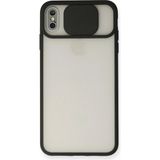 OtoTech Mey Ithalat® iPhone Xs Max Kılıf Palm Buzlu Kamera Sürgülü Silikon - Siyah - Çok Renkli