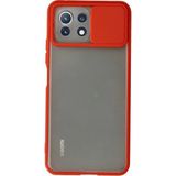 OtoTech Mey Ithalat® Mi 11 Lite Kılıf Palm Buzlu Kamera Sürgülü Silikon - Kırmızı - Çok Renkli