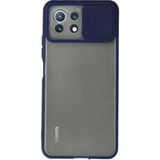 OtoTech Mey Ithalat® Mi 11 Lite Kılıf Palm Buzlu Kamera Sürgülü Silikon - Lacivert - Çok Renkli