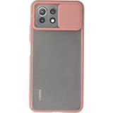OtoTech Mey Ithalat® Mi 11 Lite Kılıf Palm Buzlu Kamera Sürgülü Silikon - Pembe - Çok Renkli
