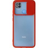 OtoTech Mey Ithalat® Redmi 9c Kılıf Palm Buzlu Kamera Sürgülü Silikon - Kırmızı - Çok Renkli