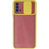 OtoTech Mey Ithalat® Redmi 9t Kılıf Palm Buzlu Kamera Sürgülü Silikon - Sarı - Çok Renkli