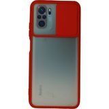 OtoTech Mey Ithalat® Redmi Note 10 Kılıf Palm Buzlu Kamera Sürgülü Silikon - Kırmızı - Çok Renkli