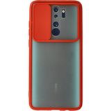 OtoTech Mey Ithalat® Redmi Note 8 Pro Kılıf Palm Buzlu Kamera Sürgülü Silikon - Kırmızı - Çok Renkli