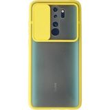 OtoTech Mey Ithalat® Redmi Note 8 Pro Kılıf Palm Buzlu Kamera Sürgülü Silikon - Sarı - Çok Renkli