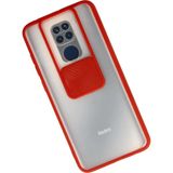 OtoTech Mey Ithalat® Redmi Note 9 Kılıf Palm Buzlu Kamera Sürgülü Silikon - Kırmızı - Çok Renkli