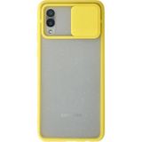OtoTech Mey Ithalat® Samsung Galaxy A02 Kılıf Palm Buzlu Kamera Sürgülü Silikon - Sarı - Çok Renkli