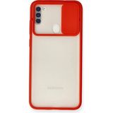OtoTech Mey Ithalat® Samsung Galaxy A11 Kılıf Palm Buzlu Kamera Sürgülü Silikon - Kırmızı - Çok Renkli