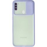 OtoTech Mey Ithalat® Samsung Galaxy A11 Kılıf Palm Buzlu Kamera Sürgülü Silikon - Lila - Çok Renkli