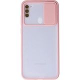 OtoTech Mey Ithalat® Samsung Galaxy A11 Kılıf Palm Buzlu Kamera Sürgülü Silikon - Pembe - Çok Renkli