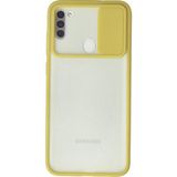 OtoTech Mey Ithalat® Samsung Galaxy A11 Kılıf Palm Buzlu Kamera Sürgülü Silikon - Sarı - Çok Renkli
