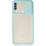 OtoTech Mey Ithalat® Samsung Galaxy A11 Kılıf Palm Buzlu Kamera Sürgülü Silikon - Turkuaz - Çok Renkli