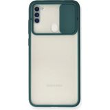 OtoTech Mey Ithalat® Samsung Galaxy A11 Kılıf Palm Buzlu Kamera Sürgülü Silikon - Yeşil - Çok Renkli